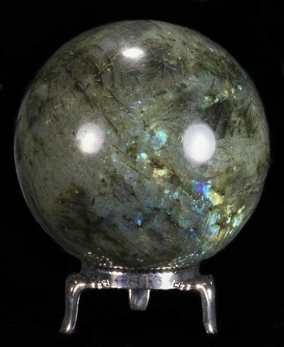 Flashy Labradorite Sphere - With Nickel Plated Stand #53568
